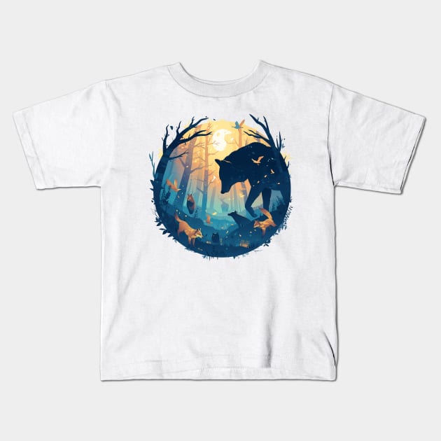 wolves Kids T-Shirt by peterdoraki